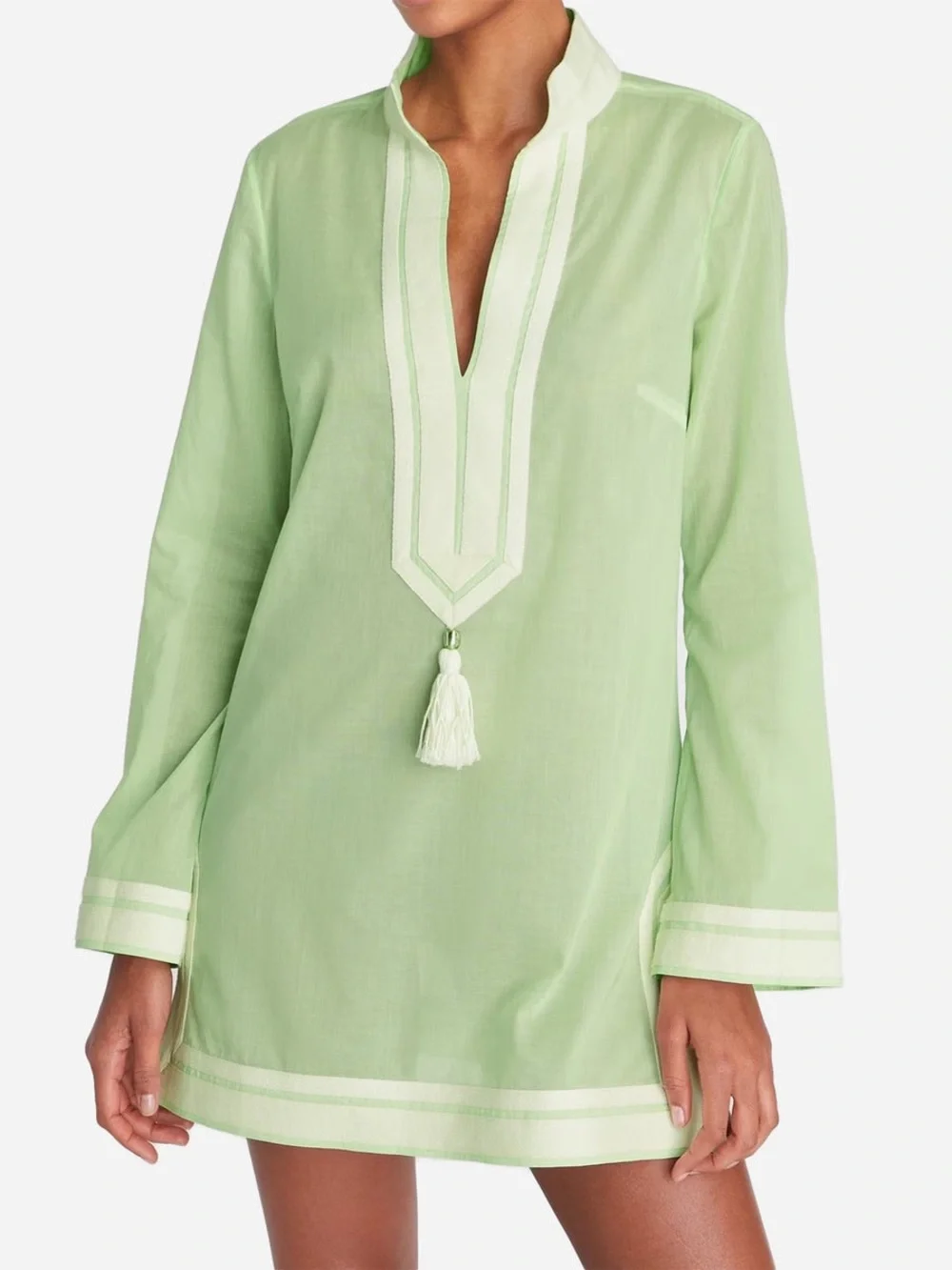 NWT Tory Burch Cotton Tunic Caftan Bright Mint Resort Swim Cover Up